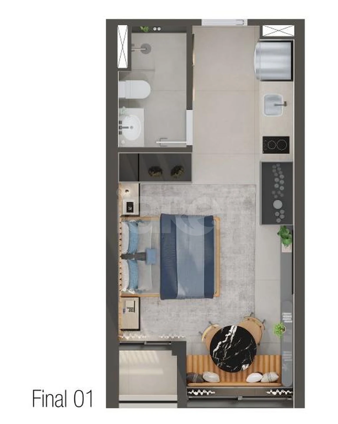 Planta — Studio 25,92 m²
