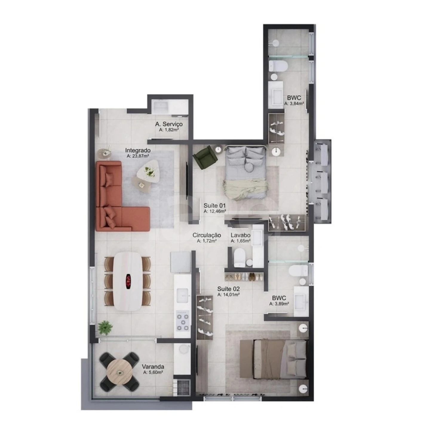 Planta — Apartamento 81,46 m²