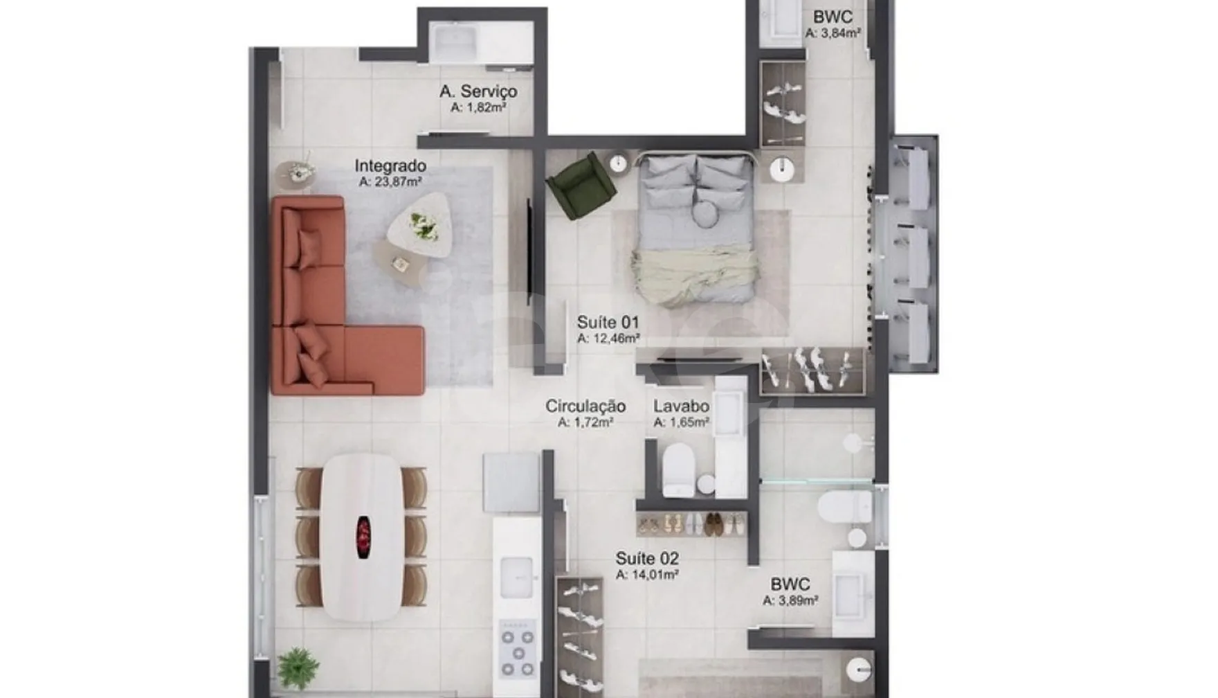 Planta — Apartamento 81,46 m²