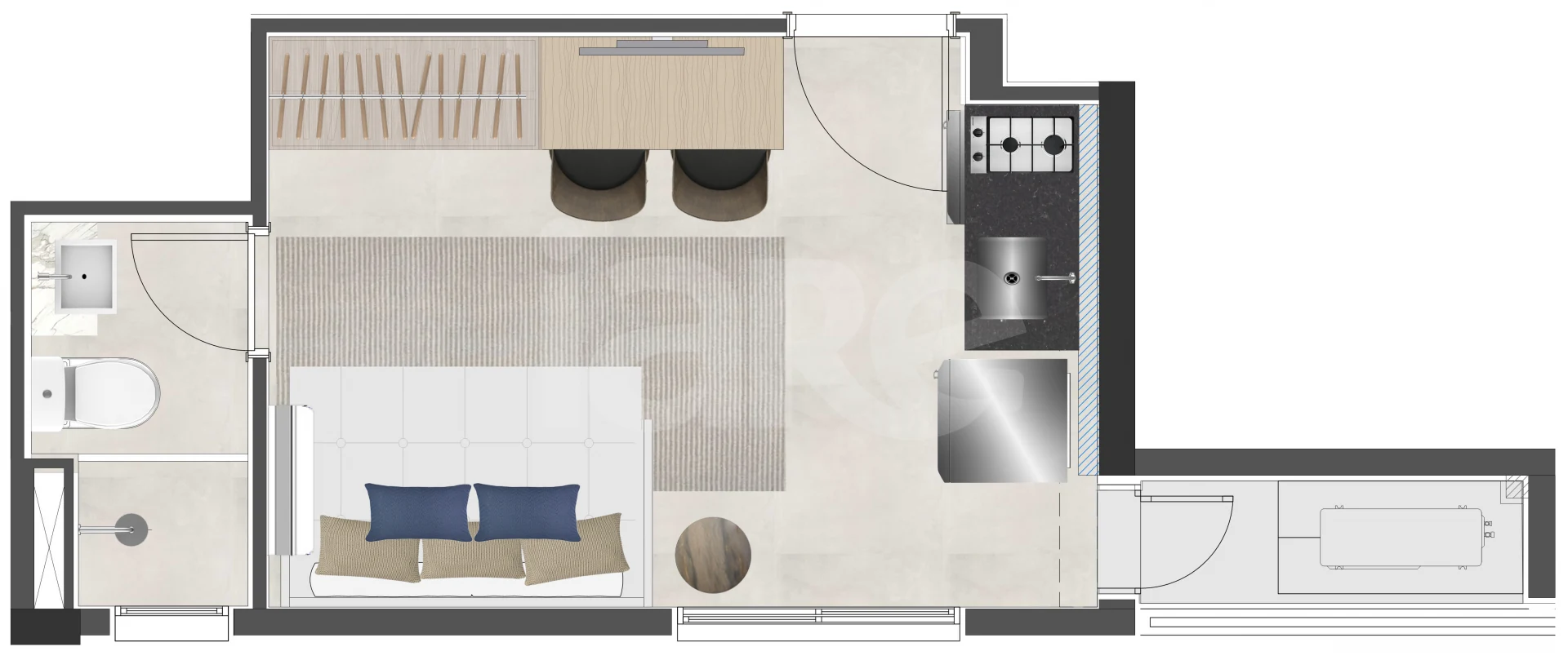 Planta — Studio 18,78 m²