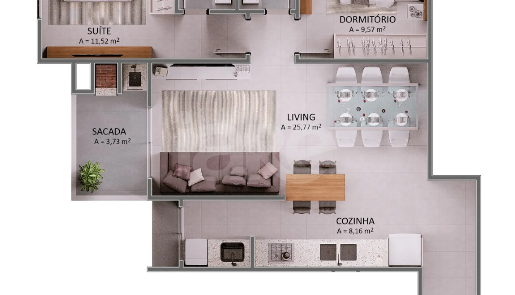 Planta — Apartamento 74,03 m²