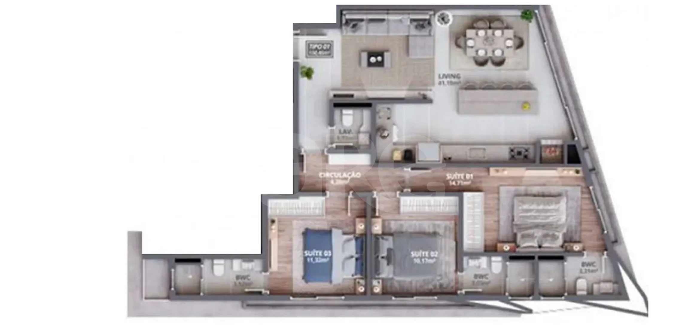 Planta — Apartamento 108,46 m²