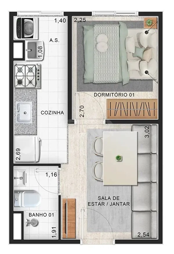 Planta — Apartamento 24,04 m²