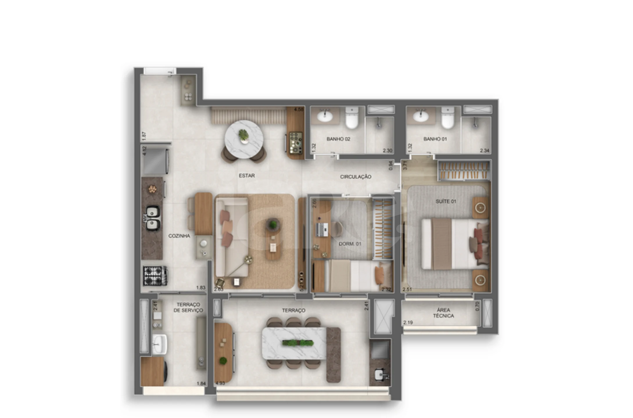 Planta — Apartamento 79,69 m²