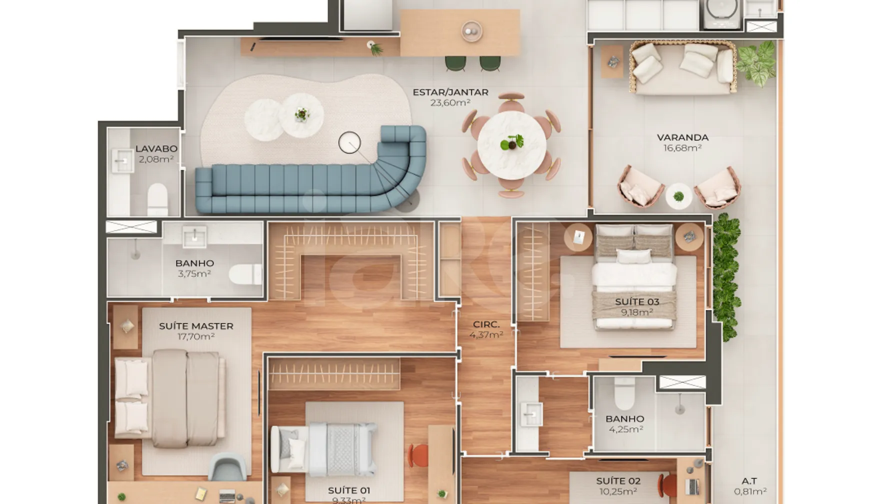 Planta — Apartamento 141,06 m²