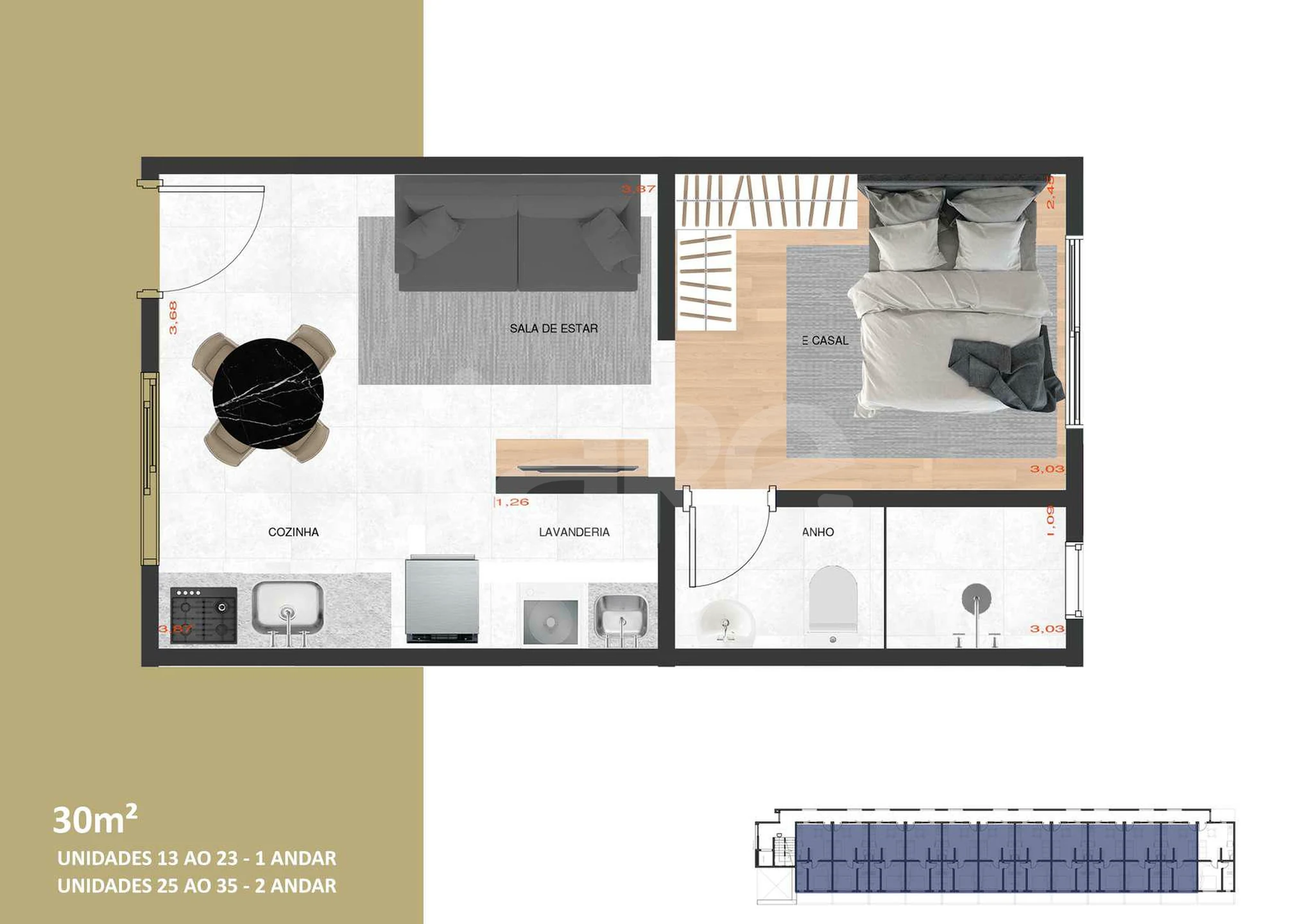 Planta — Studio 30 m²