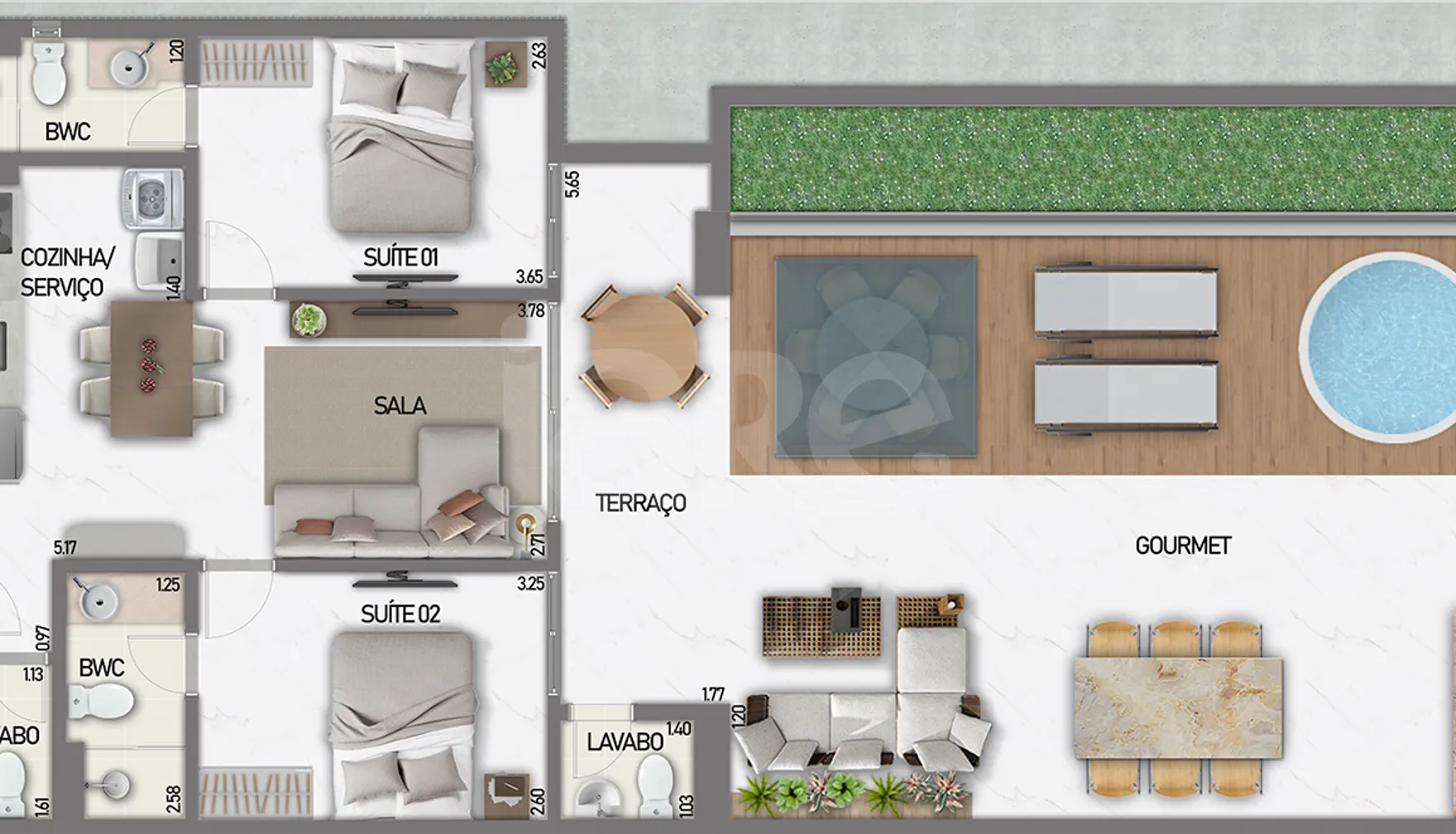 Planta — Apartamento 136,87 m²