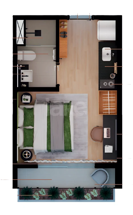 Planta — Studio 23,47 m²