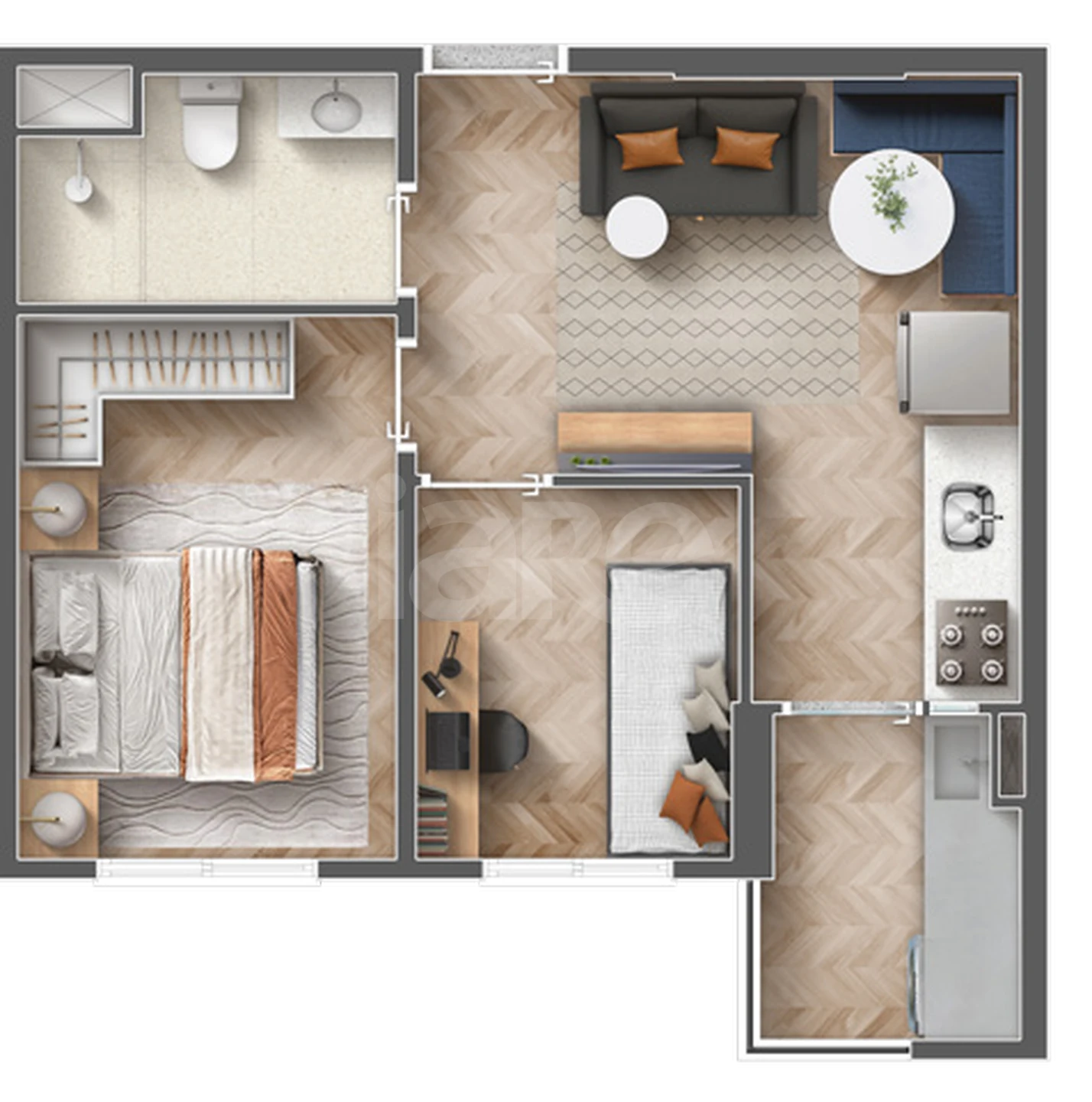 Planta — Apartamento 36,94 m²
