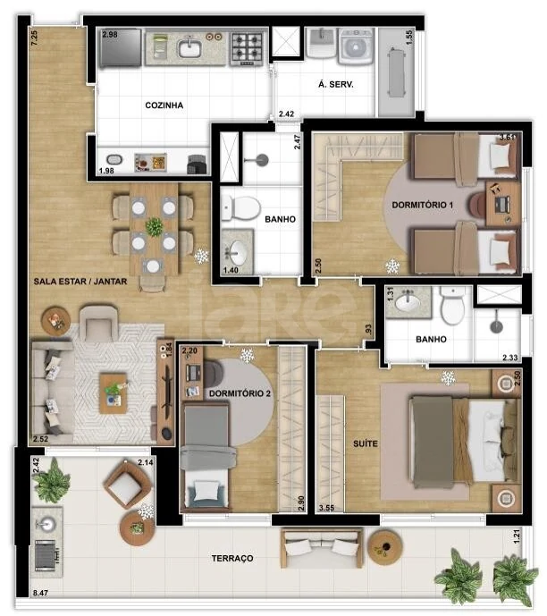 Planta — Apartamento 86,41 m²