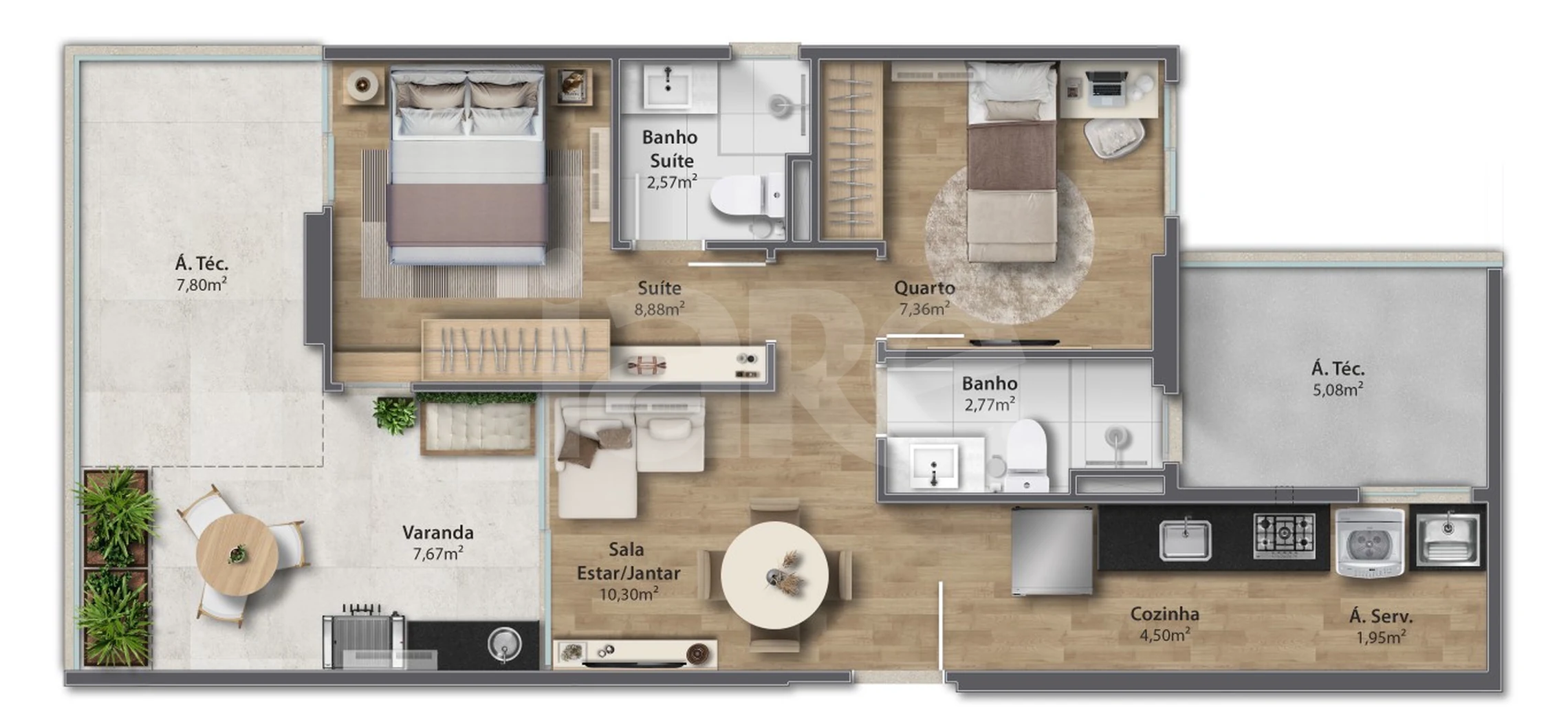 Planta — Garden 76,7 m²