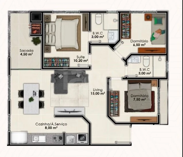 Planta — Apartamento 70 m²