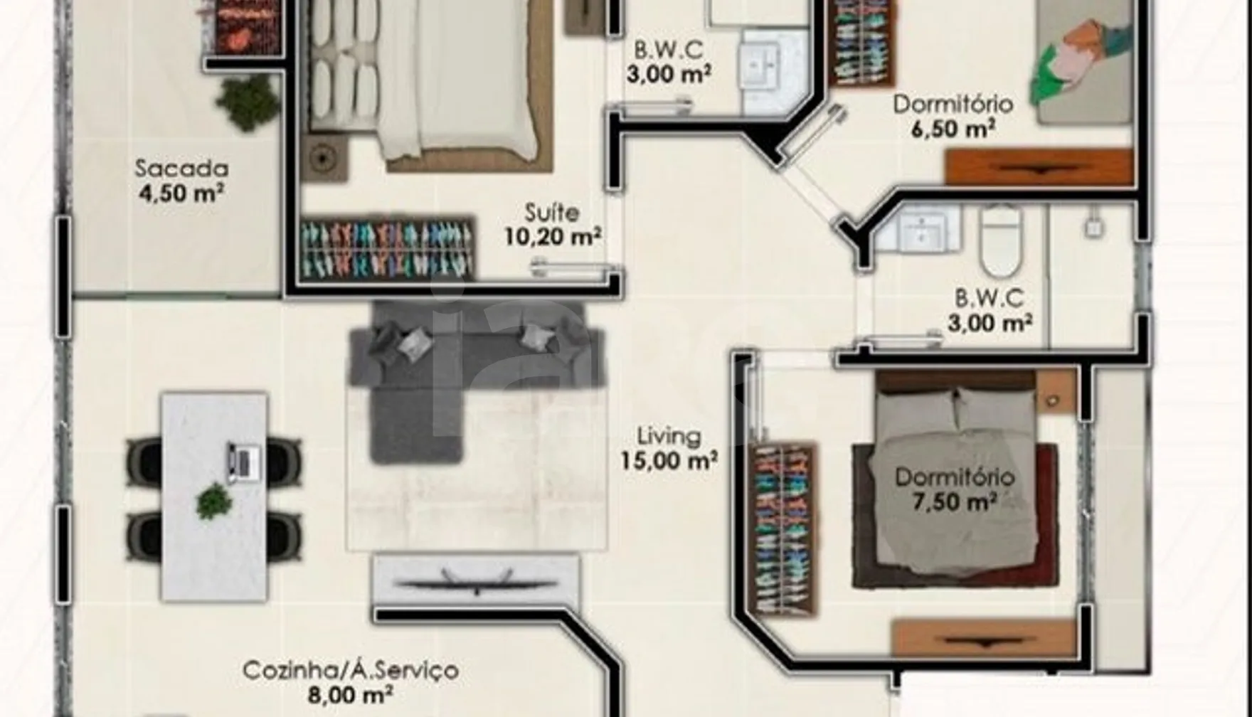 Planta — Apartamento 70 m²