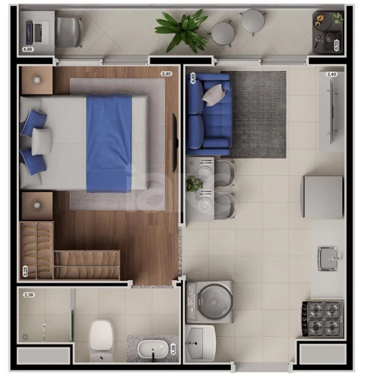 Planta — Apartamento 28,69 m²