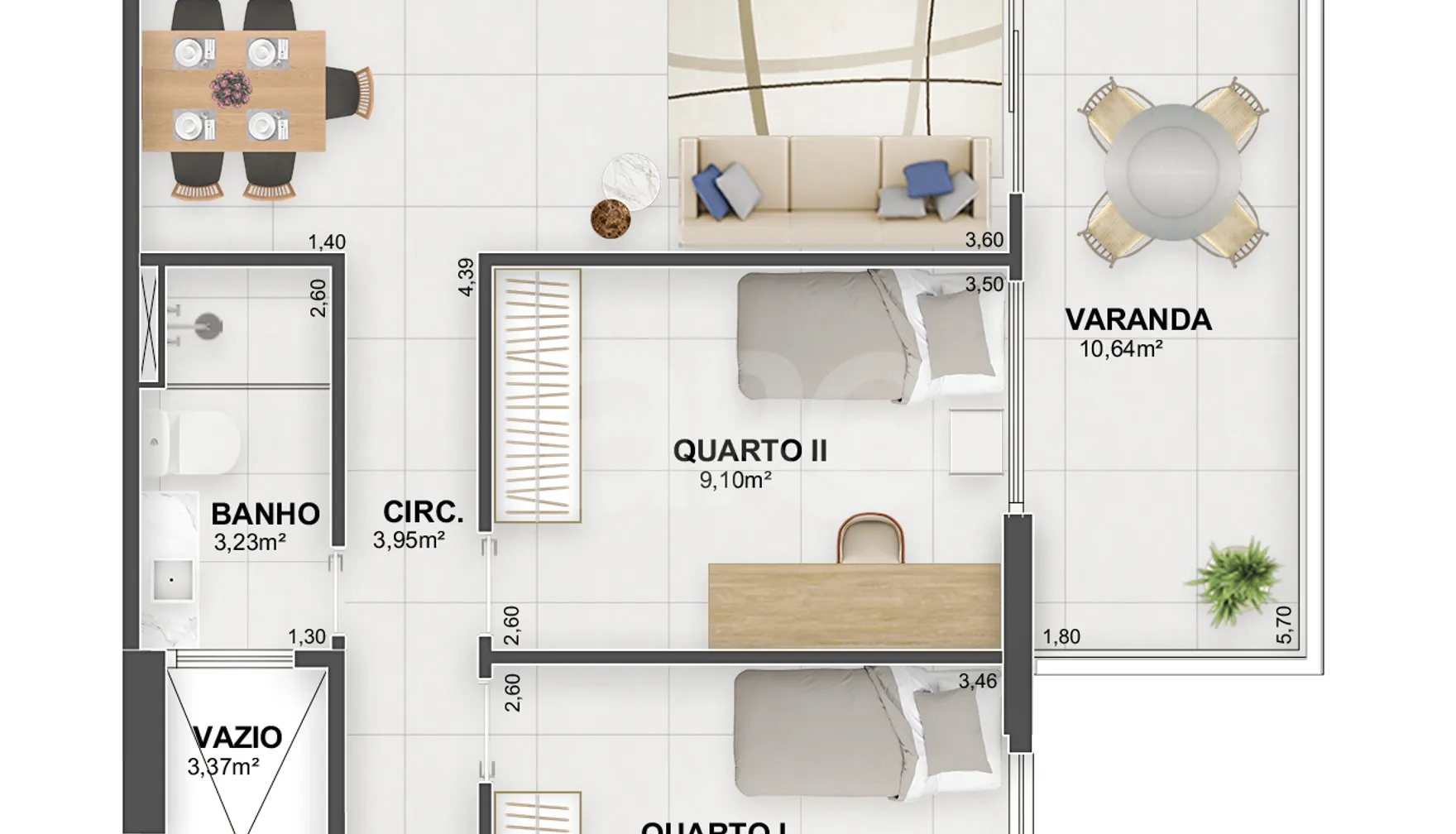 Planta — Apartamento 96,85 m²