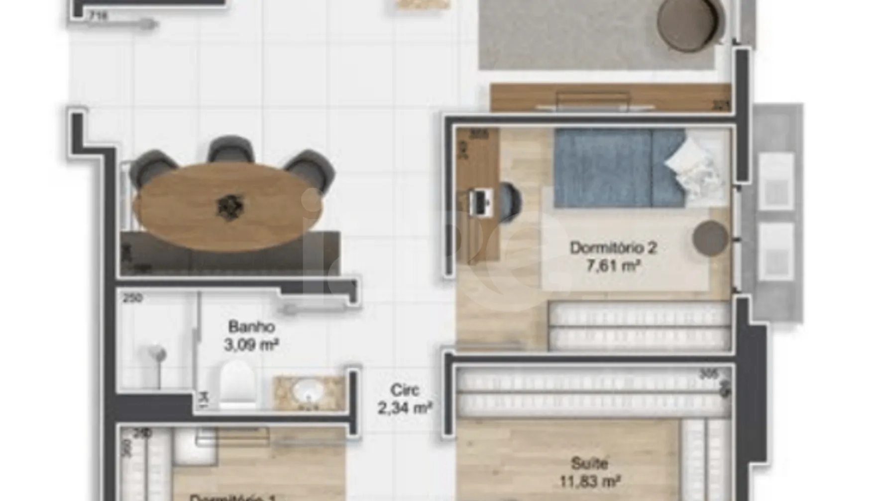 Planta — Apartamento 80,86 m²