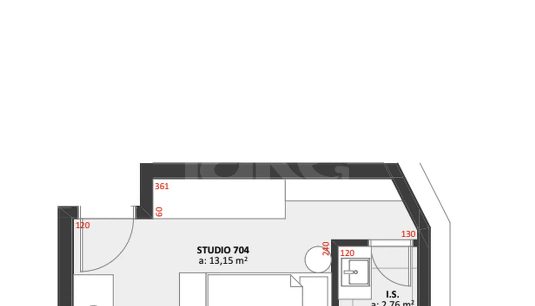 Planta — Studio 19,59 m²