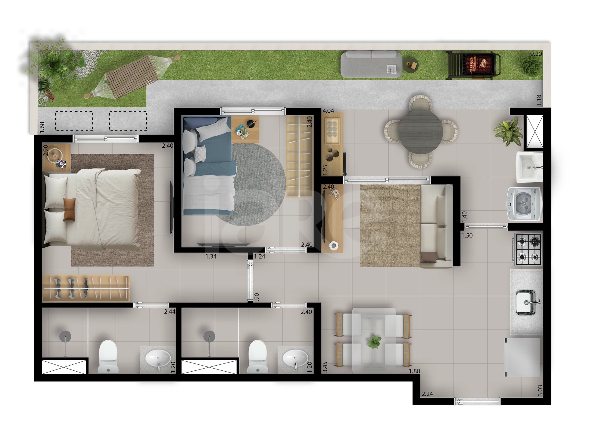 Planta — Garden 58,6 m²