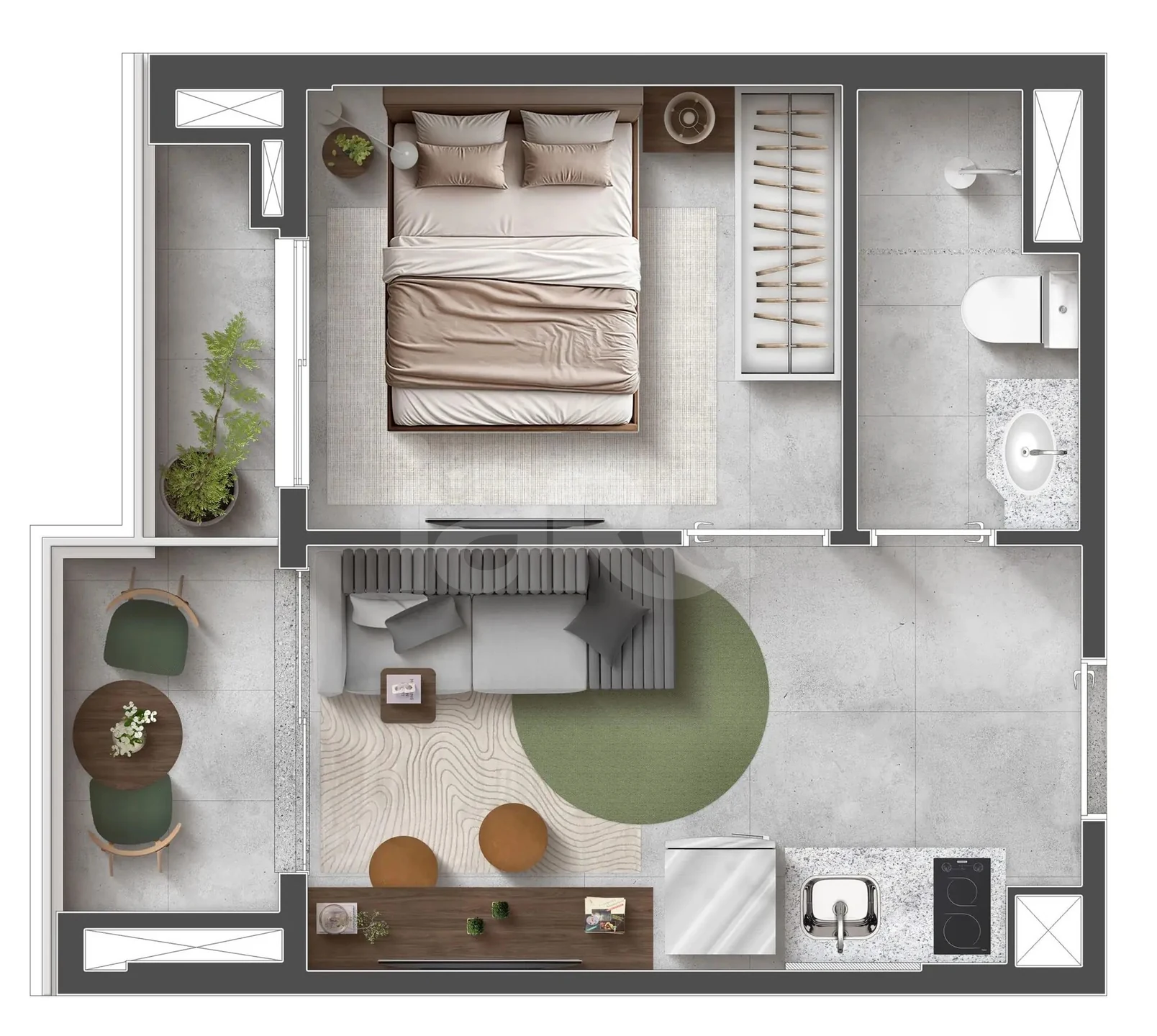 Planta — Apartamento 27,1 m²