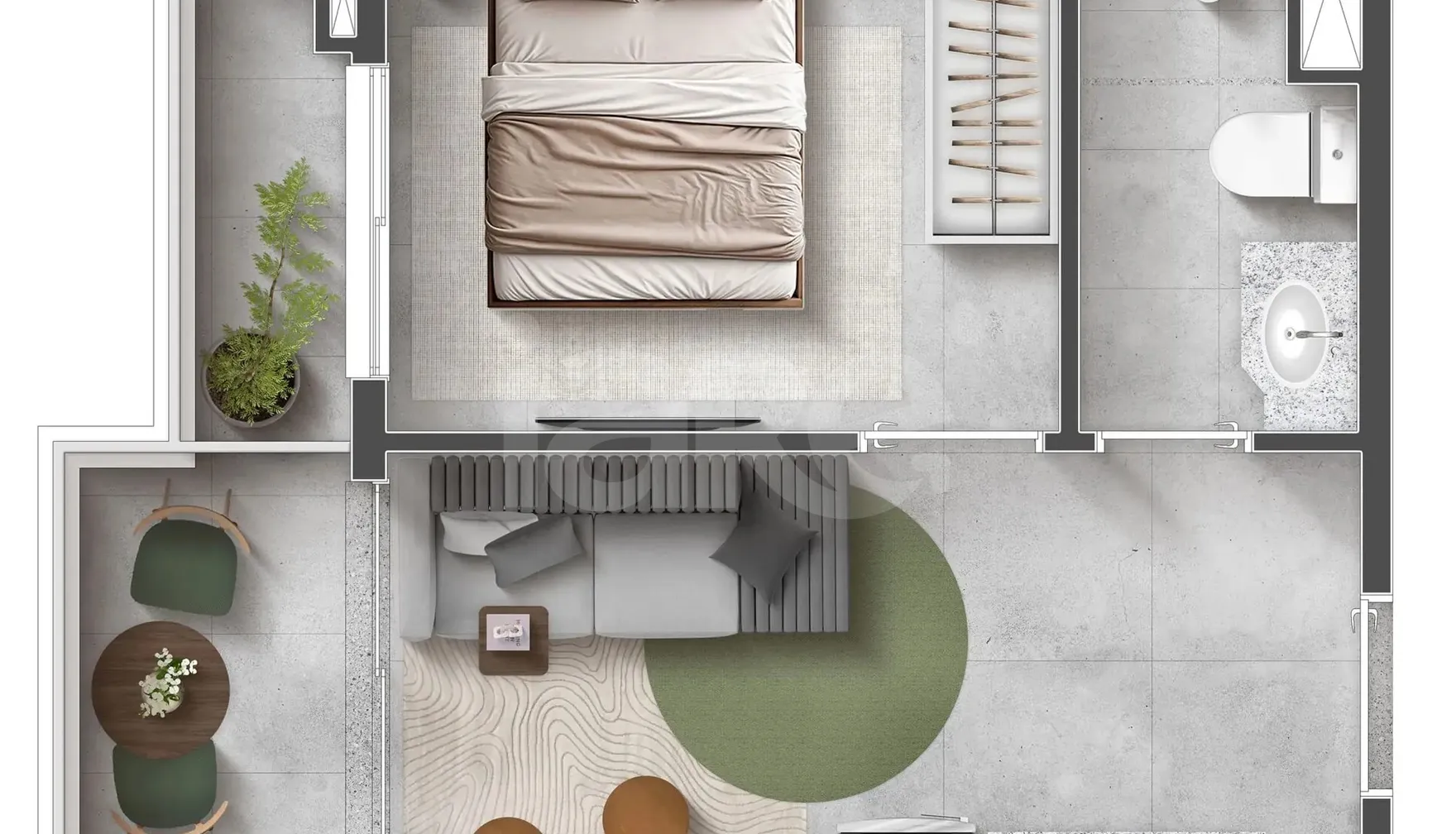 Planta — Apartamento 27,1 m²