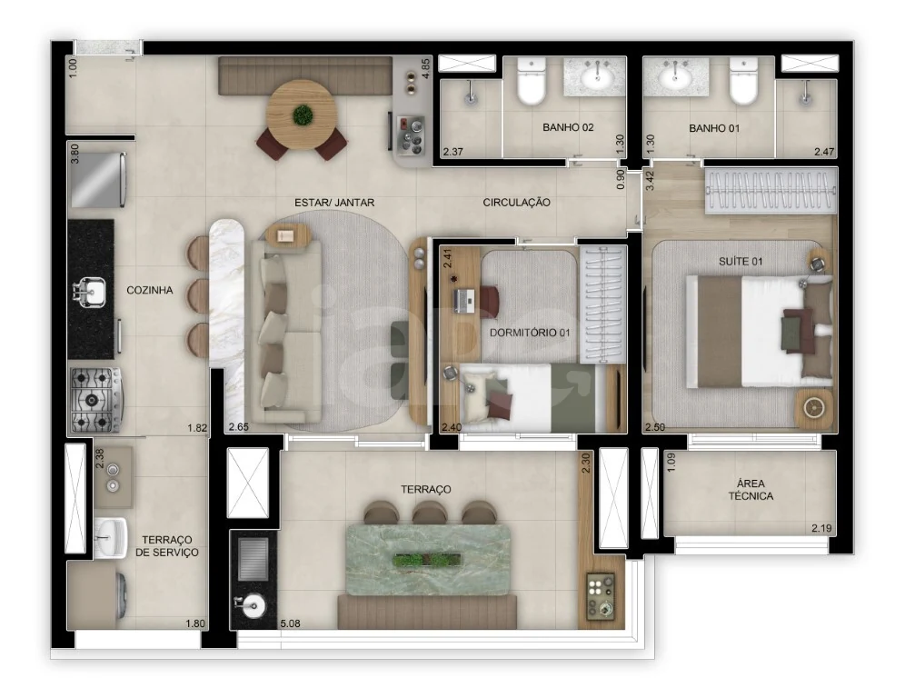 Planta — Apartamento 75 m²