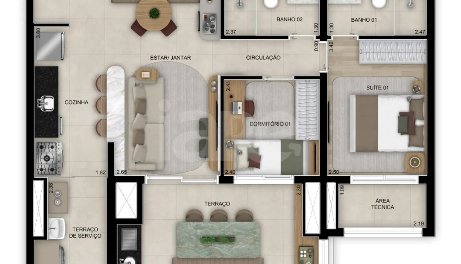 Planta — Apartamento 75 m²