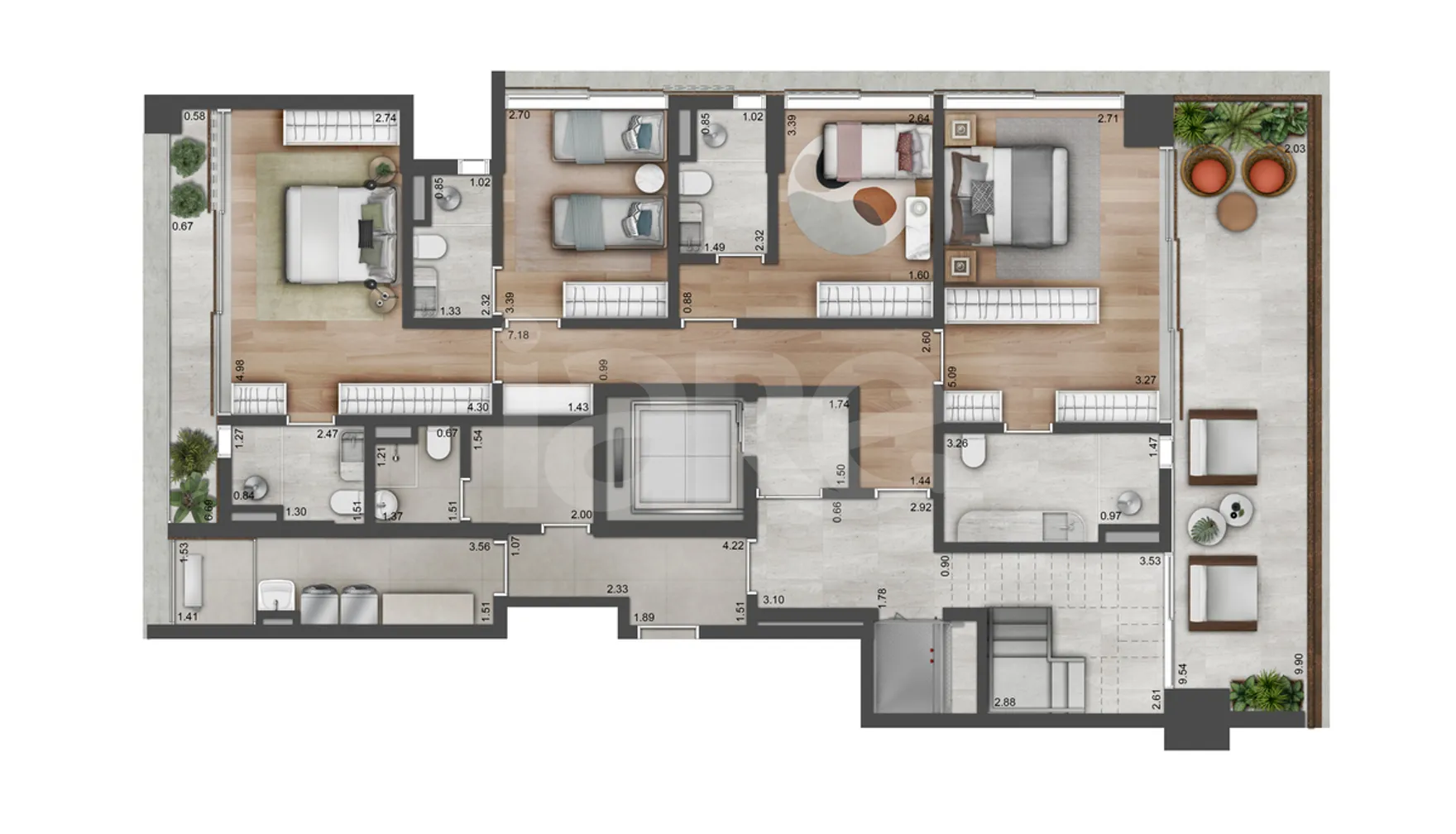 Planta — Cobertura Duplex 350,15 m²