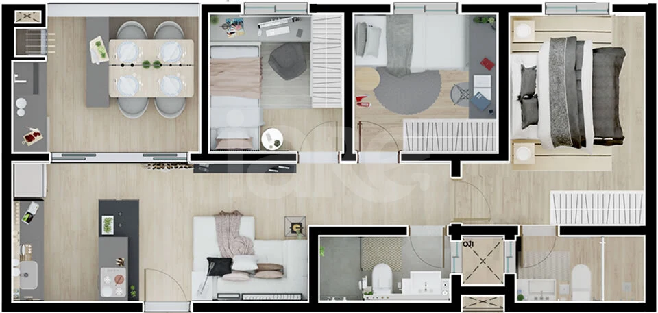 Planta — Apartamento 63,77 m²