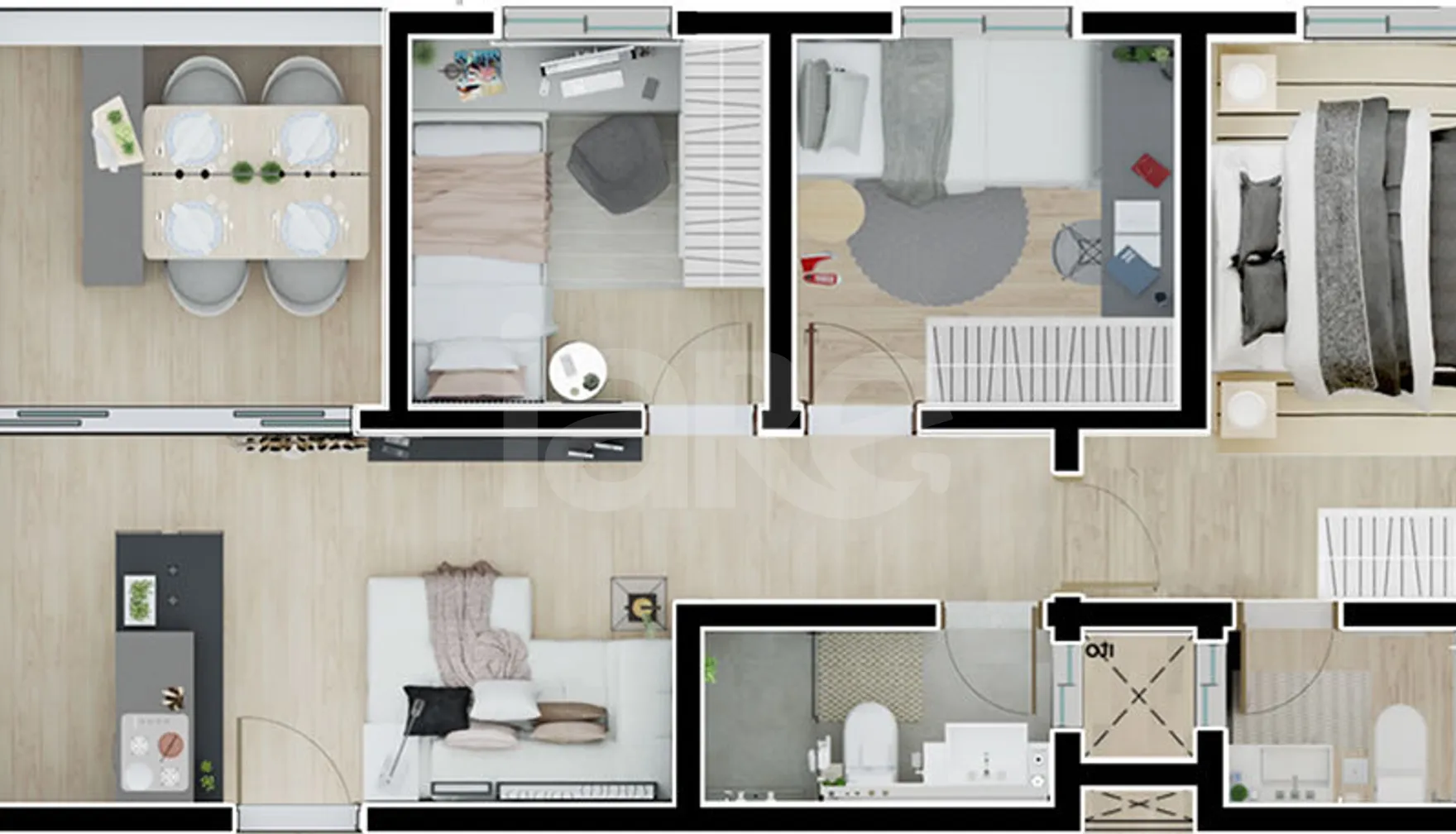 Planta — Apartamento 63,77 m²