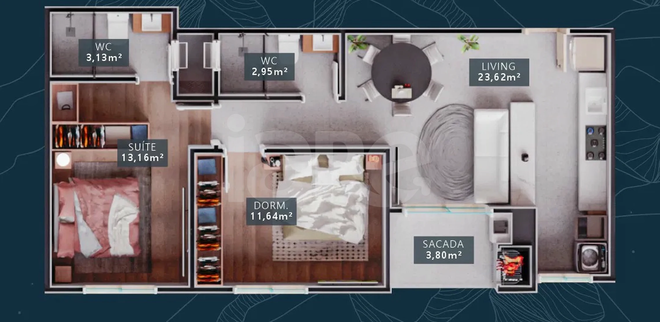 Planta — Apartamento 68,7 m²