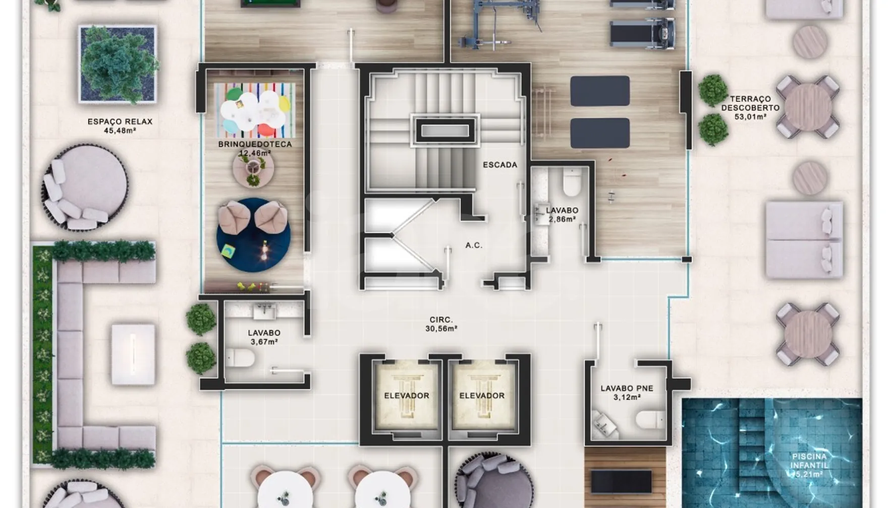 Planta — Pavimento lazer