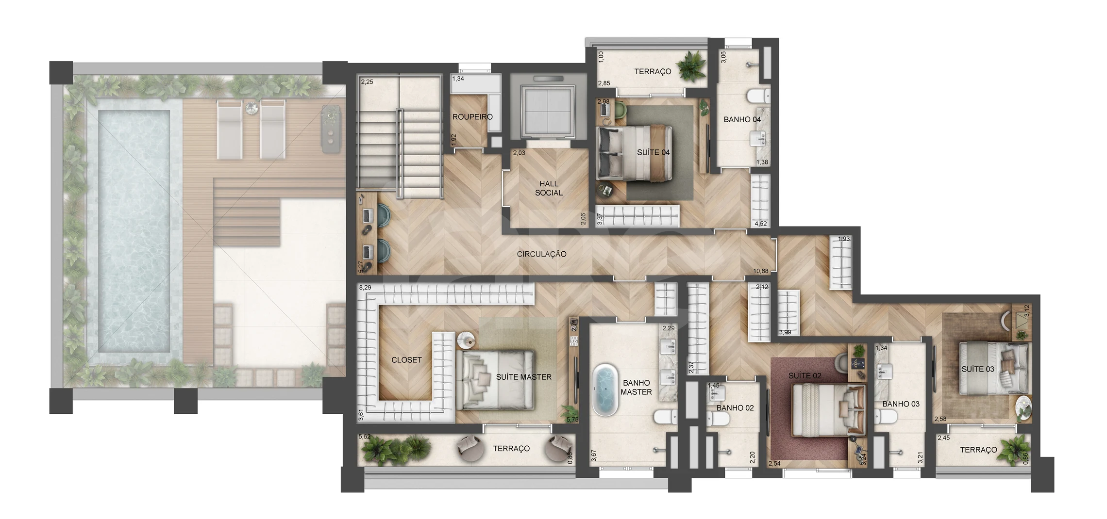 Planta — Cobertura Duplex 329,58 m²
