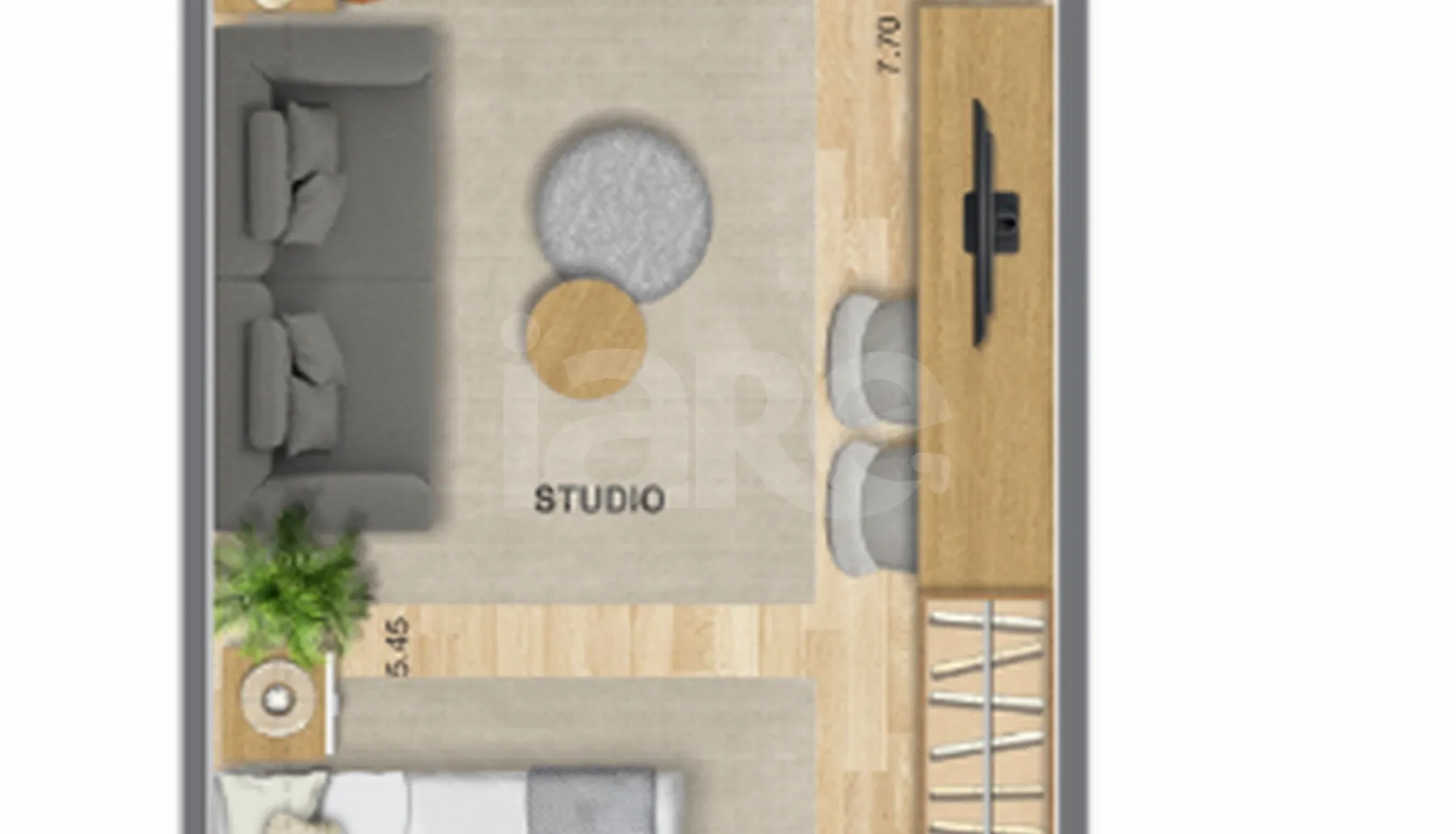 Planta — Studio 32,63 m²