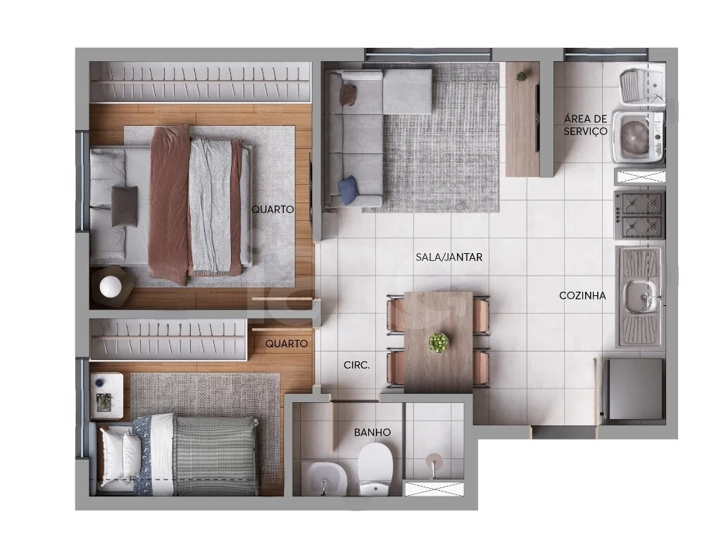 Planta — Apartamento 33,78 m²