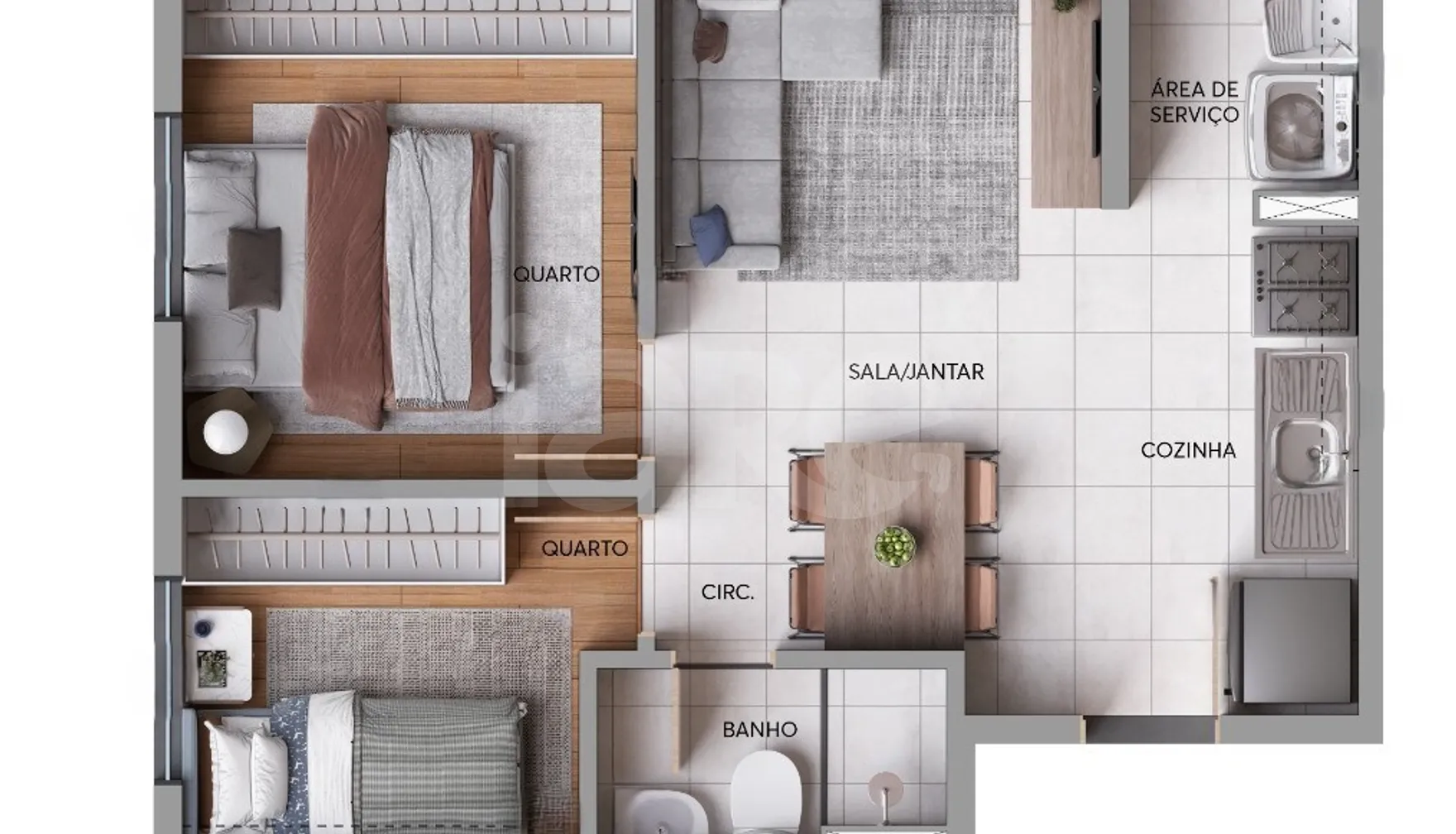 Planta — Apartamento 33,78 m²