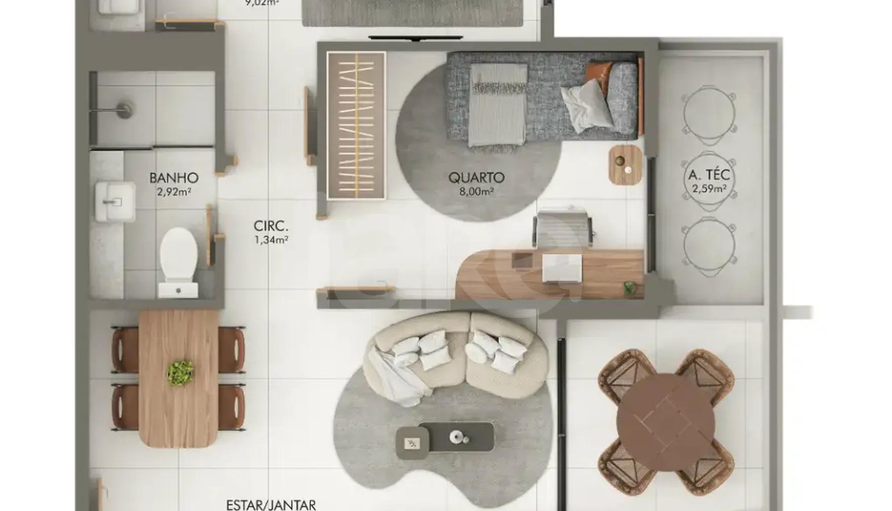 Planta — Apartamento 58,71 m²