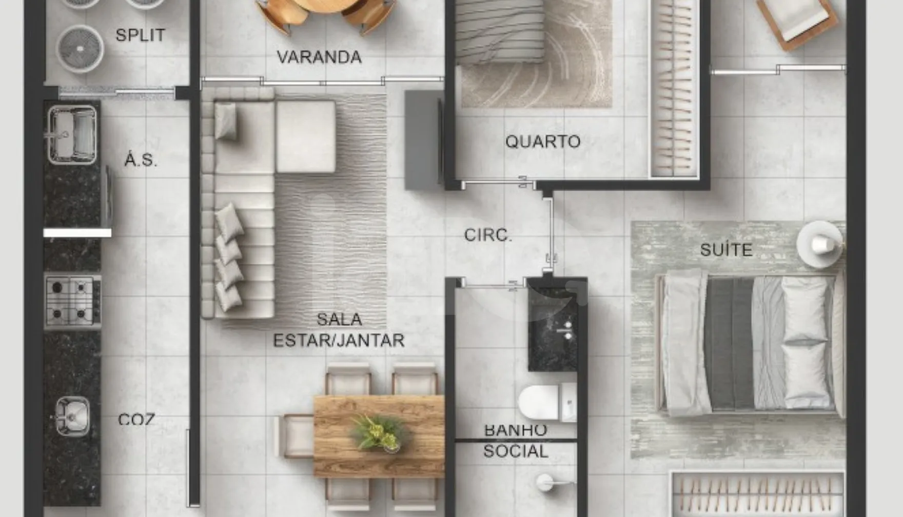 Planta — Apartamento 65,69 m²
