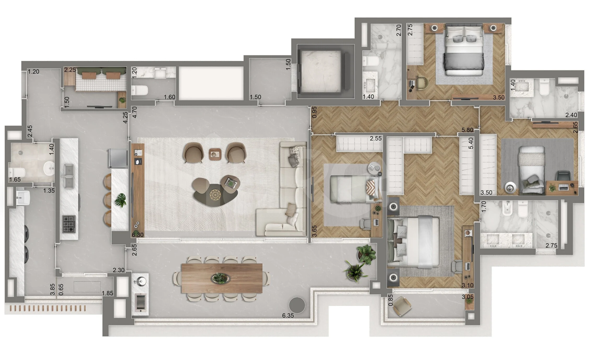 Planta — Apartamento 177,5 m²