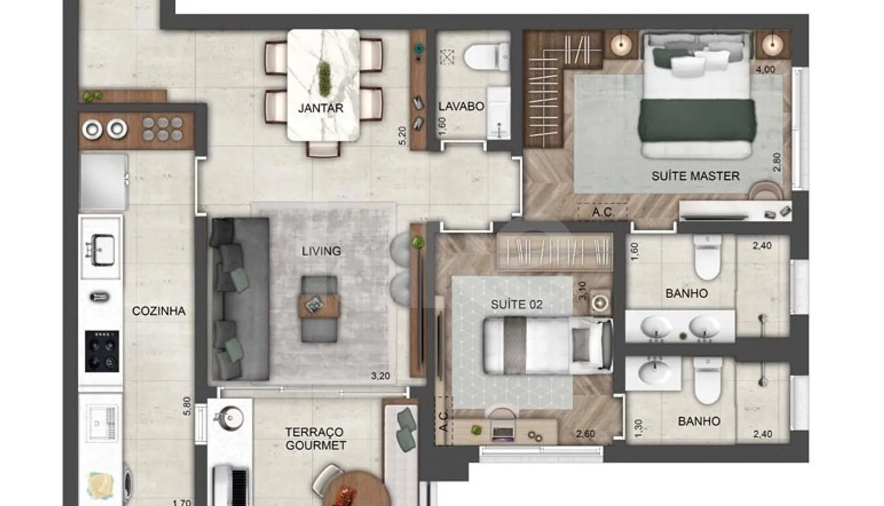 Planta — Apartamento 80,85 m²