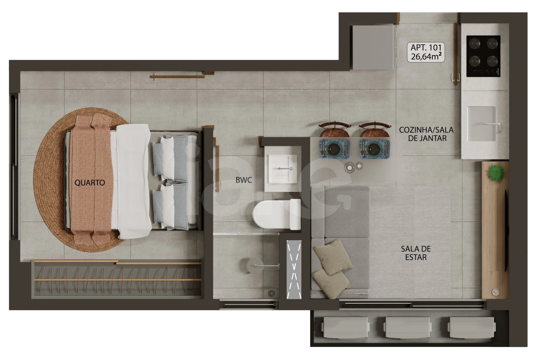 Planta — Apartamento 26,64 m²