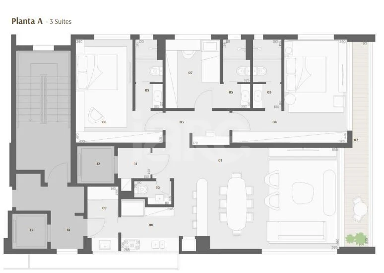 Planta — Apartamento 132,5 m²