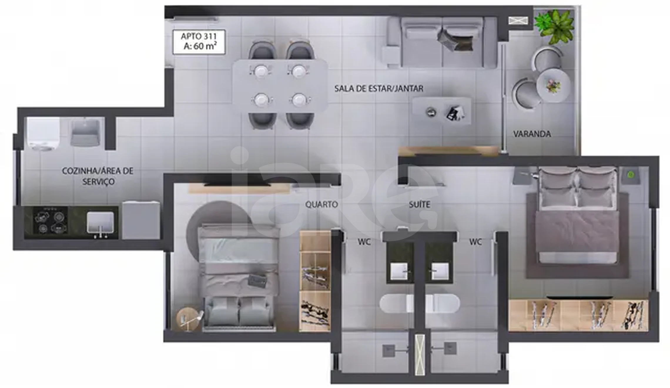 Planta — Apartamento 75,52 m²