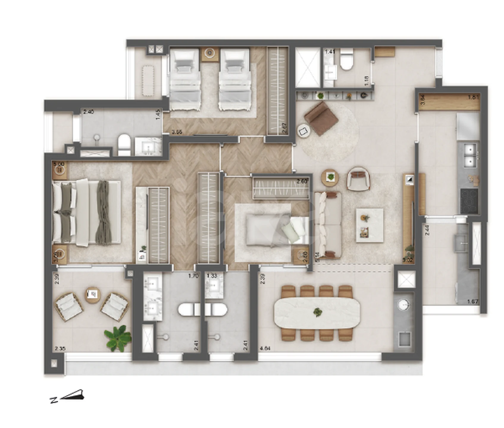 Planta — Apartamento 114,24 m²