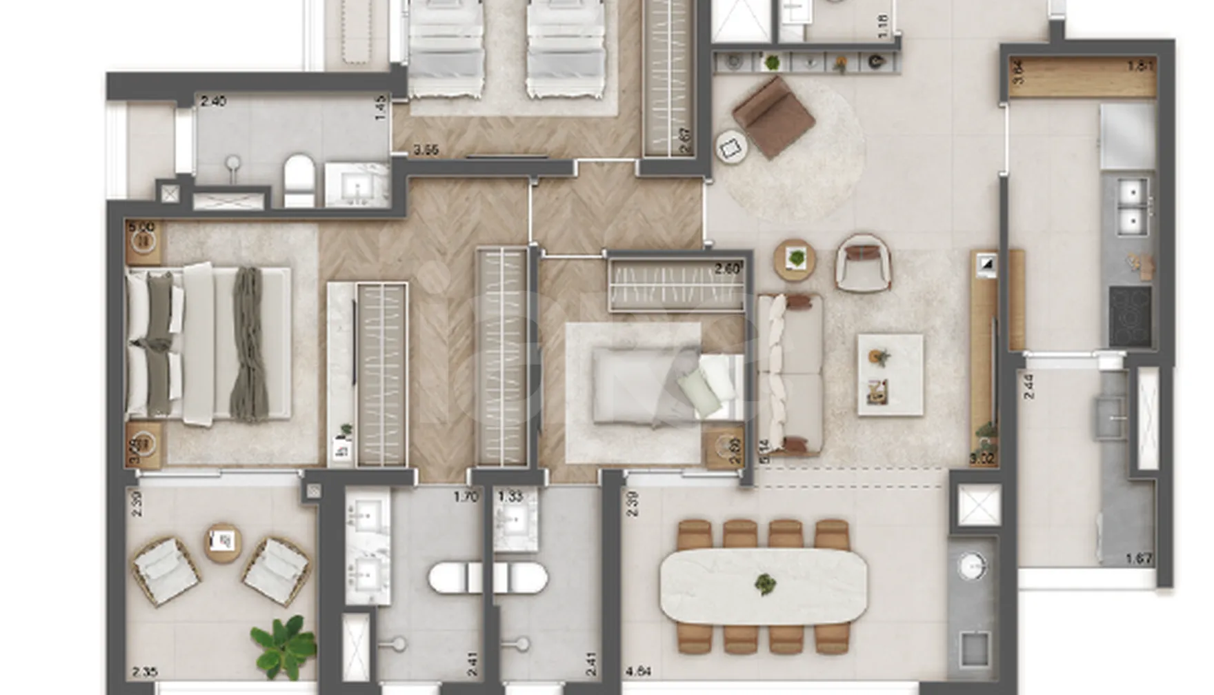 Planta — Apartamento 114,24 m²