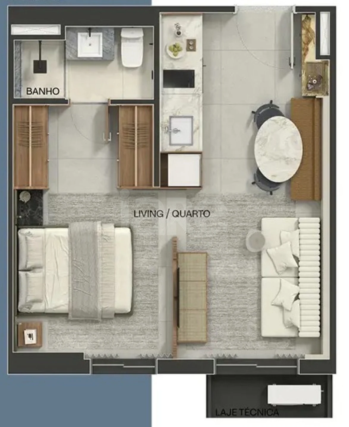 Planta — Studio 34,48 m²