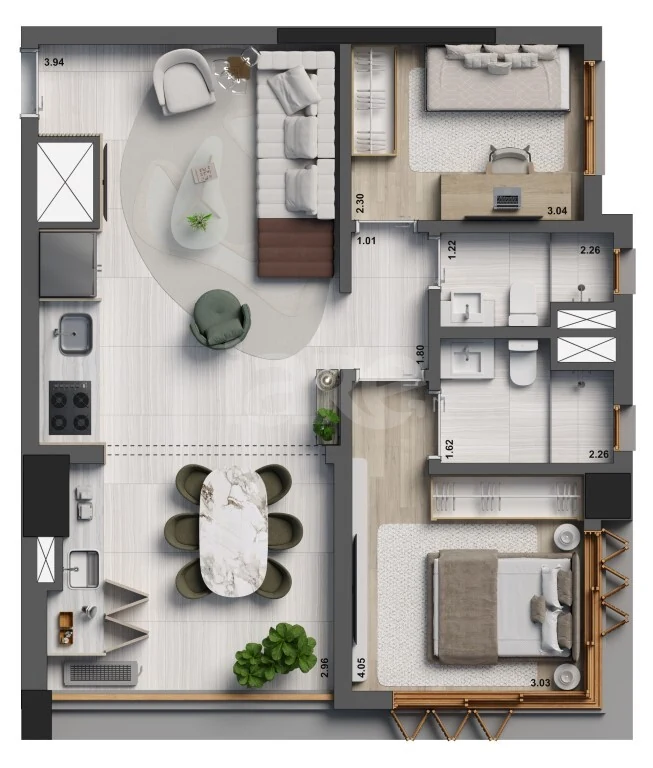 Planta — Apartamento 70,47 m²
