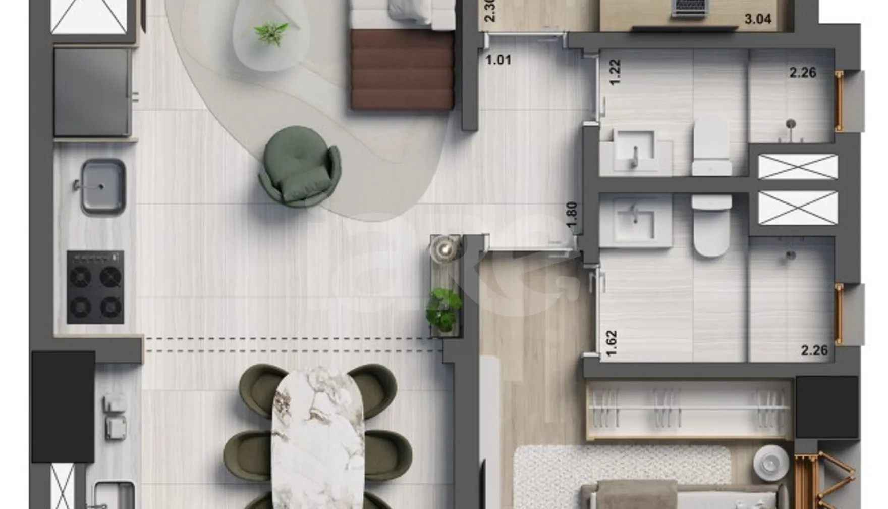 Planta — Apartamento 70,47 m²