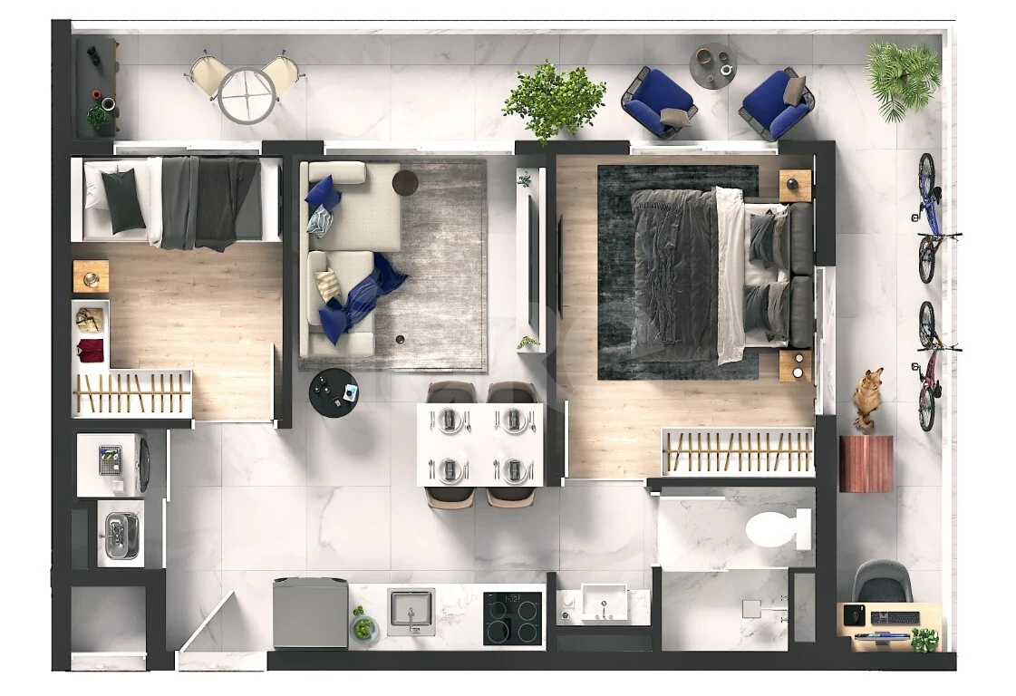 Planta — Apartamento 51 m²