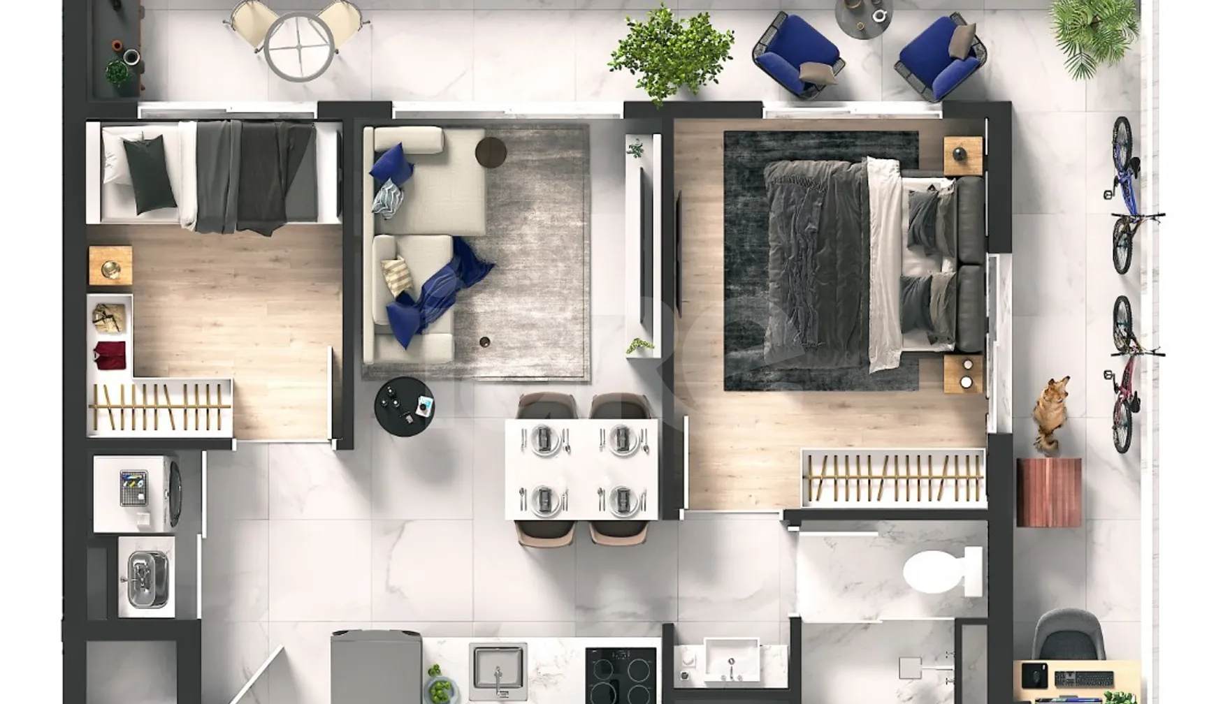 Planta — Apartamento 51 m²