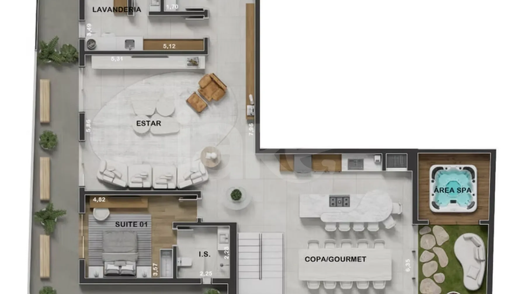 Planta — Garden 4 - 4 dorm 359m² duplex superior